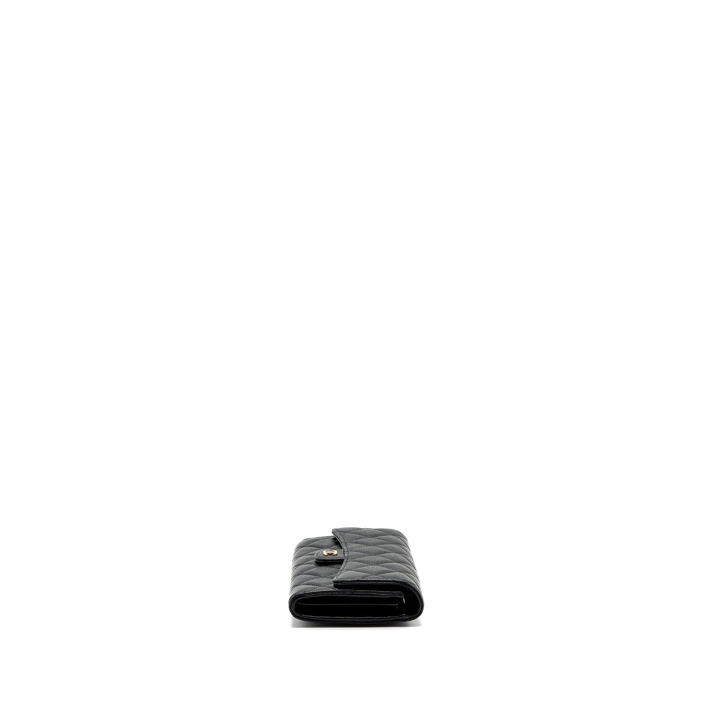 Chanel classic long flap wallet caviar black