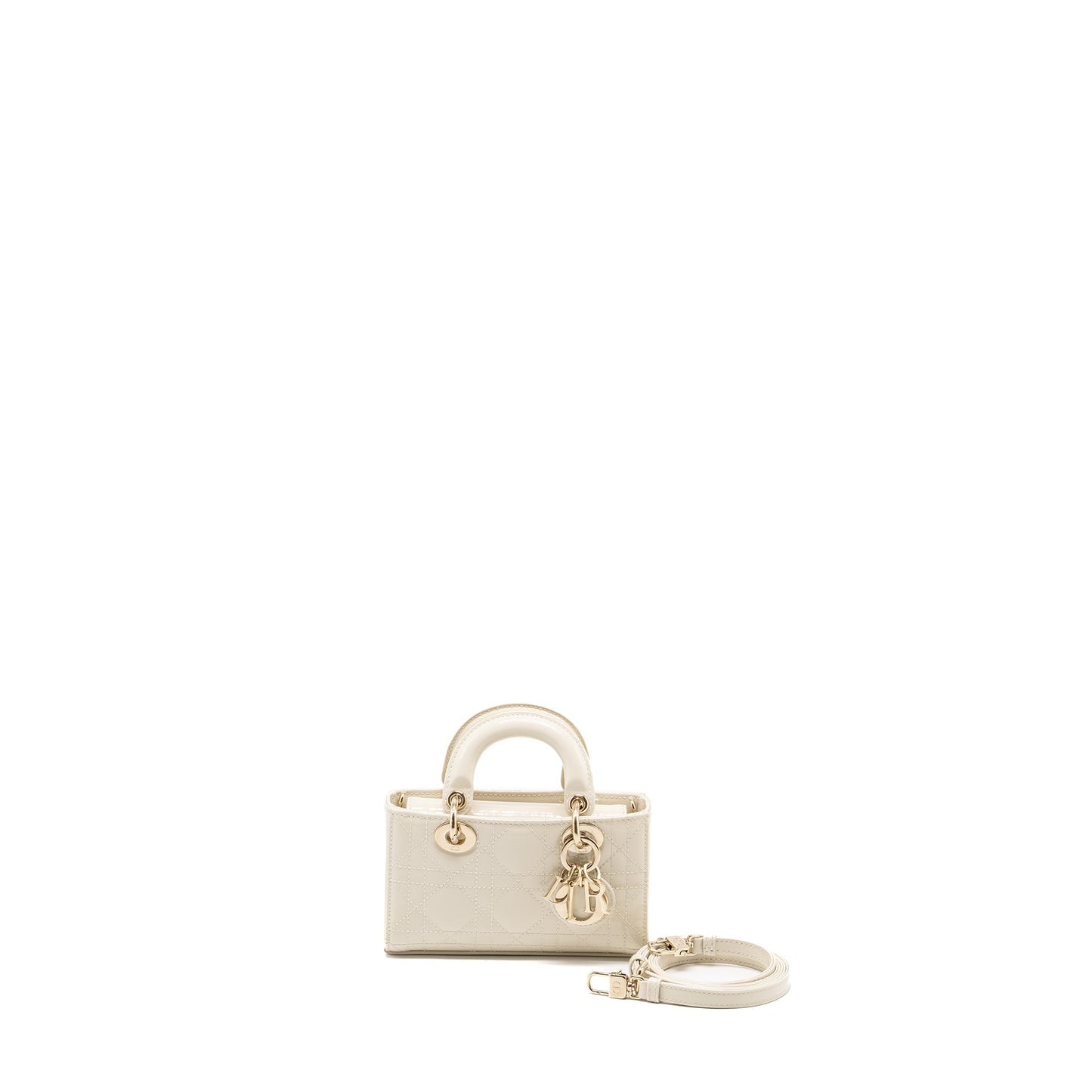 Dior Lady D-Joy Micro Purse Patent Creamy White