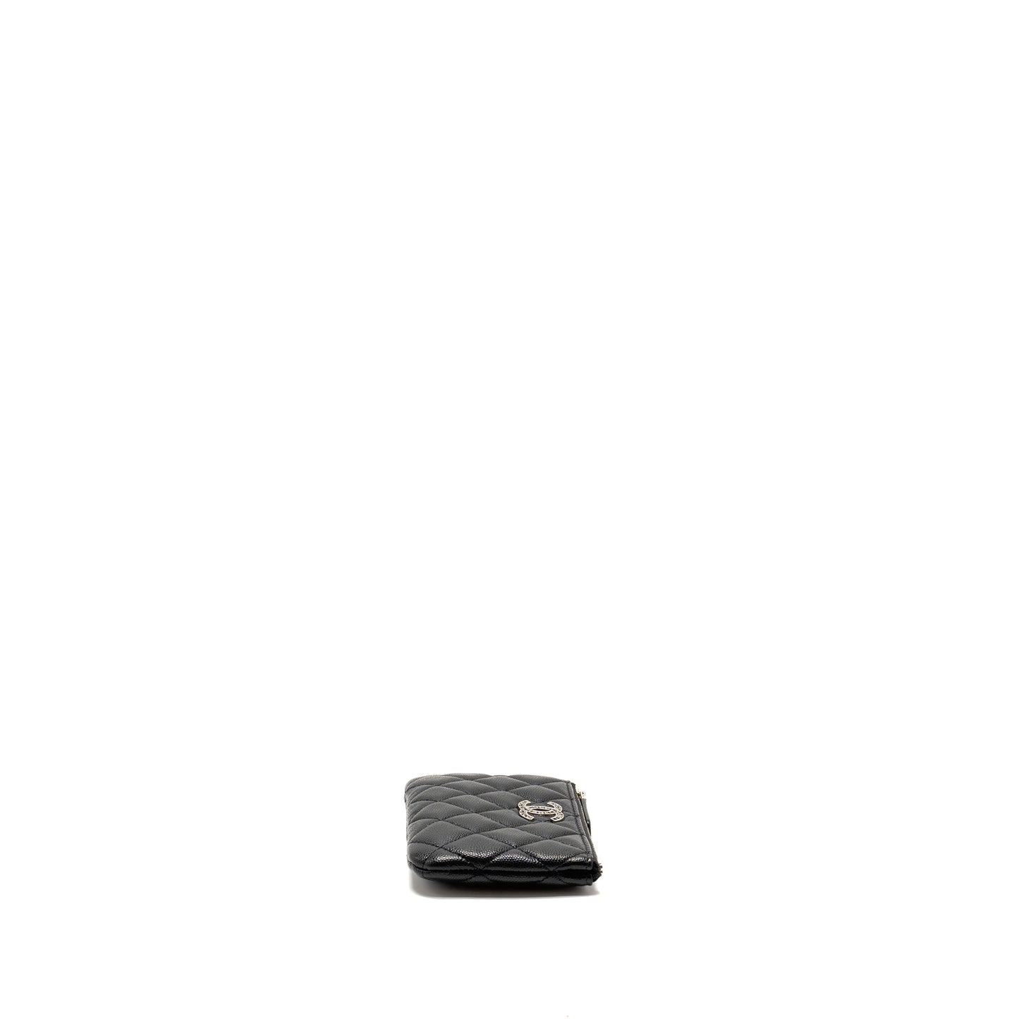Chanel Detailed CC Small O-Case Pouch Caviar Black  (Microchip)
