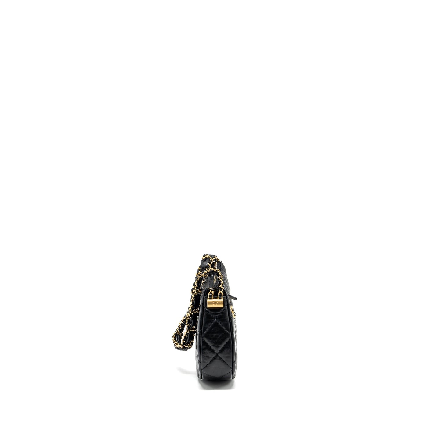Chanel 23k 19 Hobo Shoulder Bag Calfskin Black  (microchip)