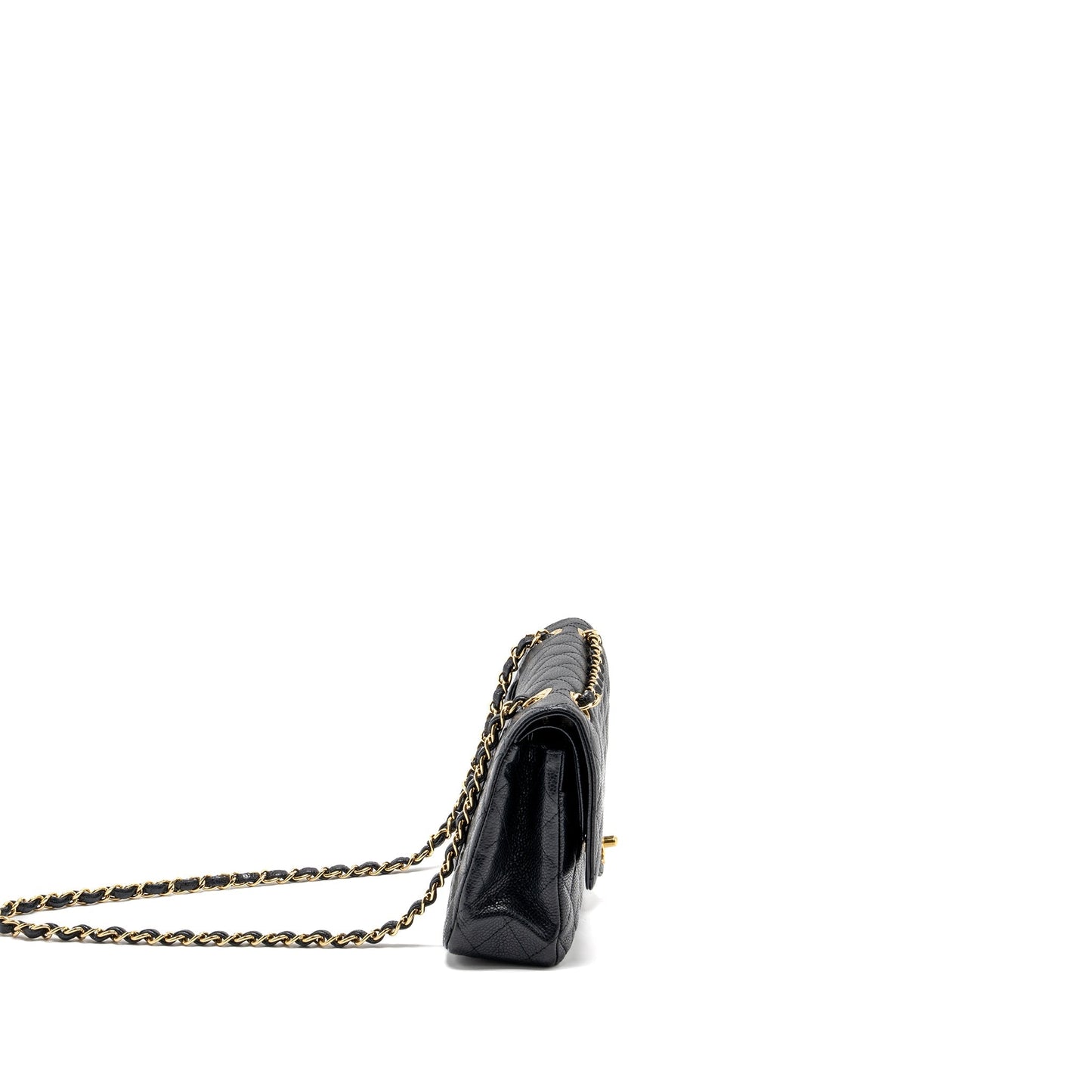 Chanel Medium classic double flap bag caviar Black