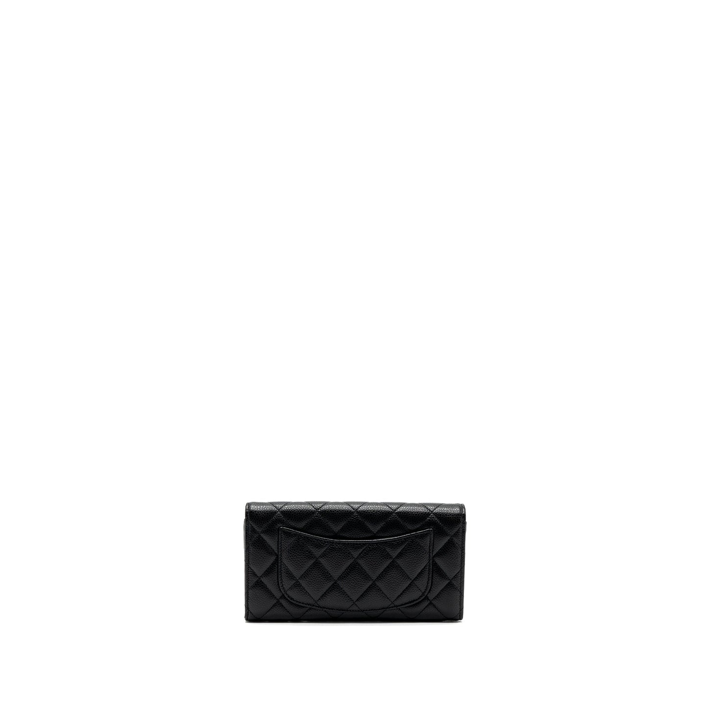 Chanel classic long flap wallet caviar black