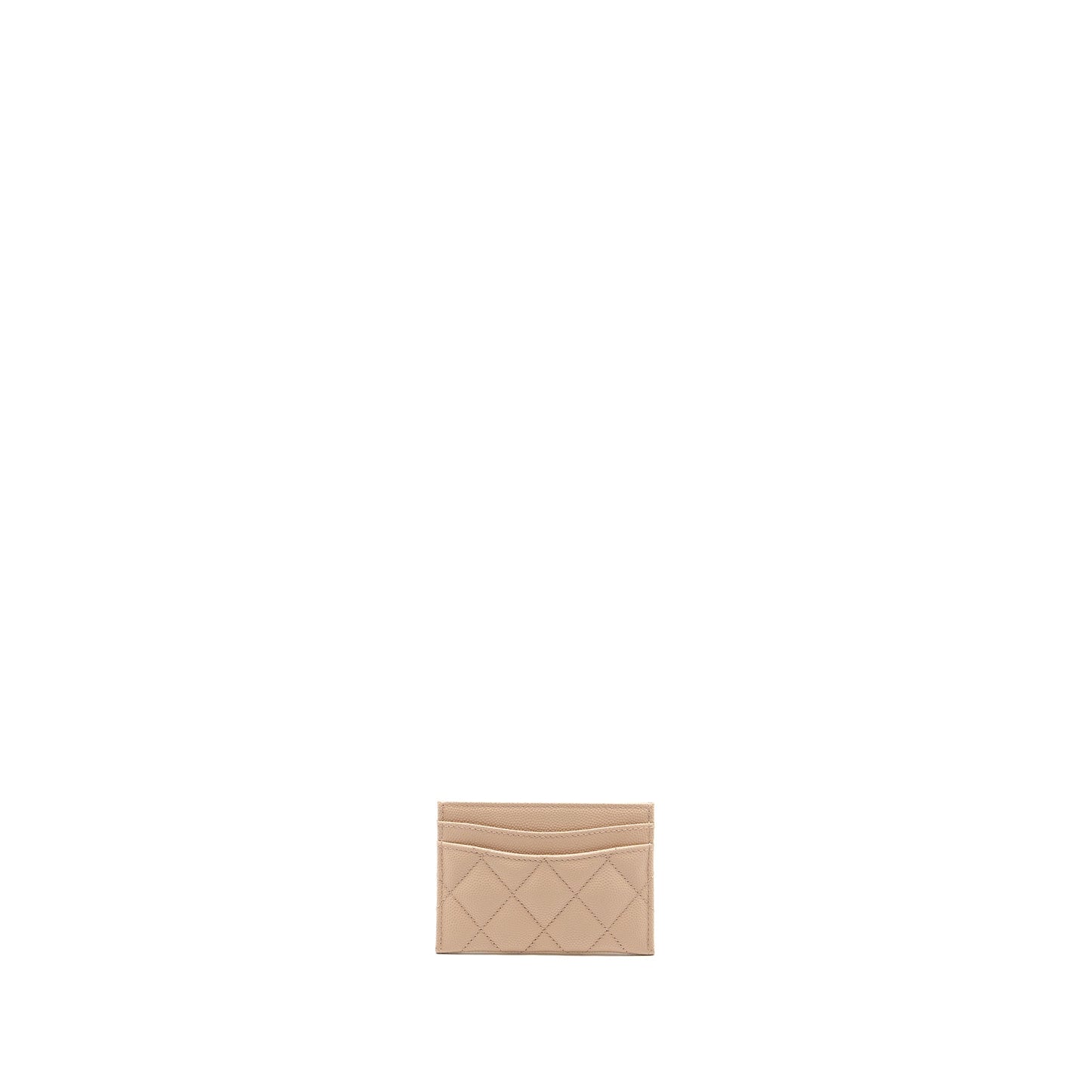 Chanel classic card holder caviar light beige L