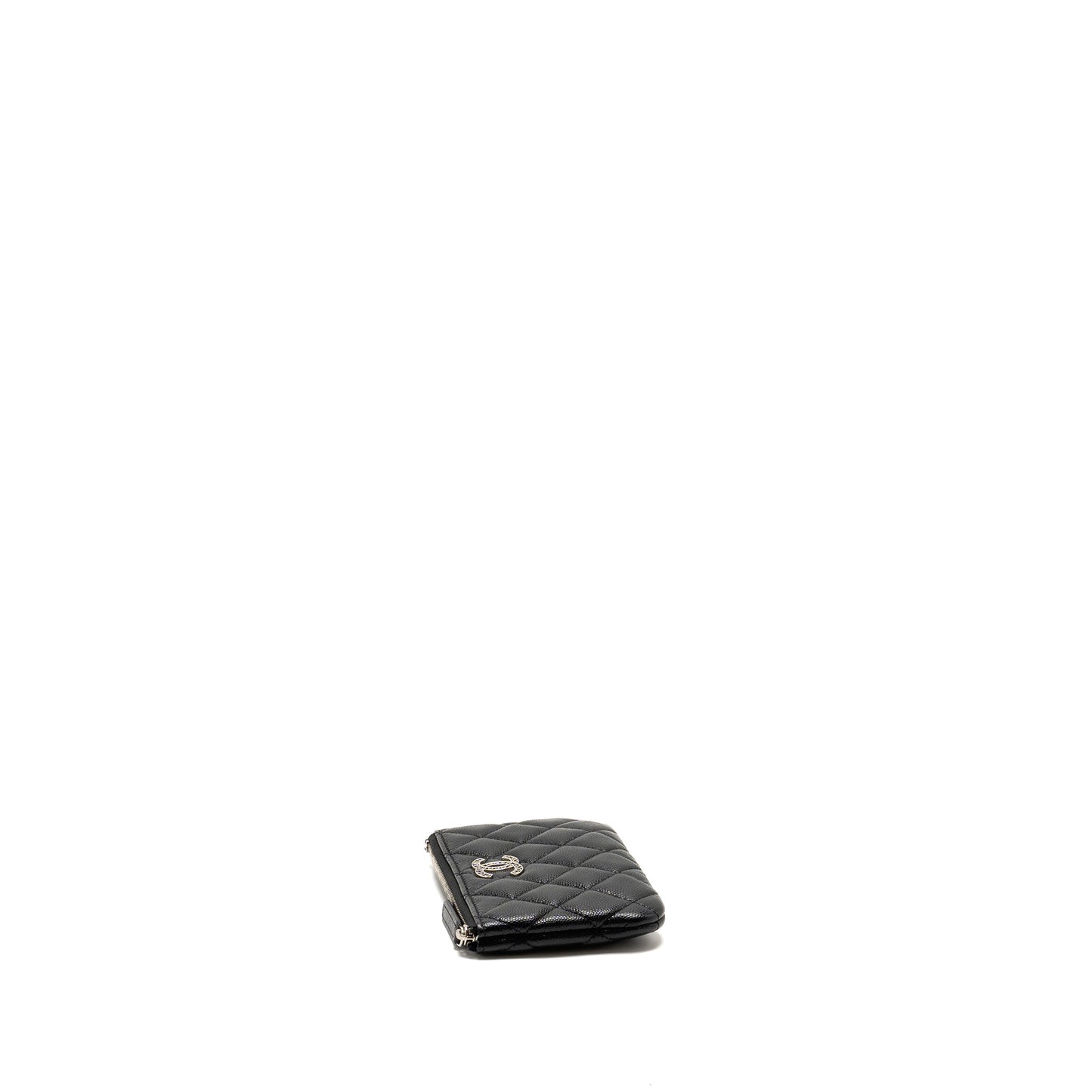 Chanel Detailed CC Small O-Case Pouch Caviar Black  (Microchip)