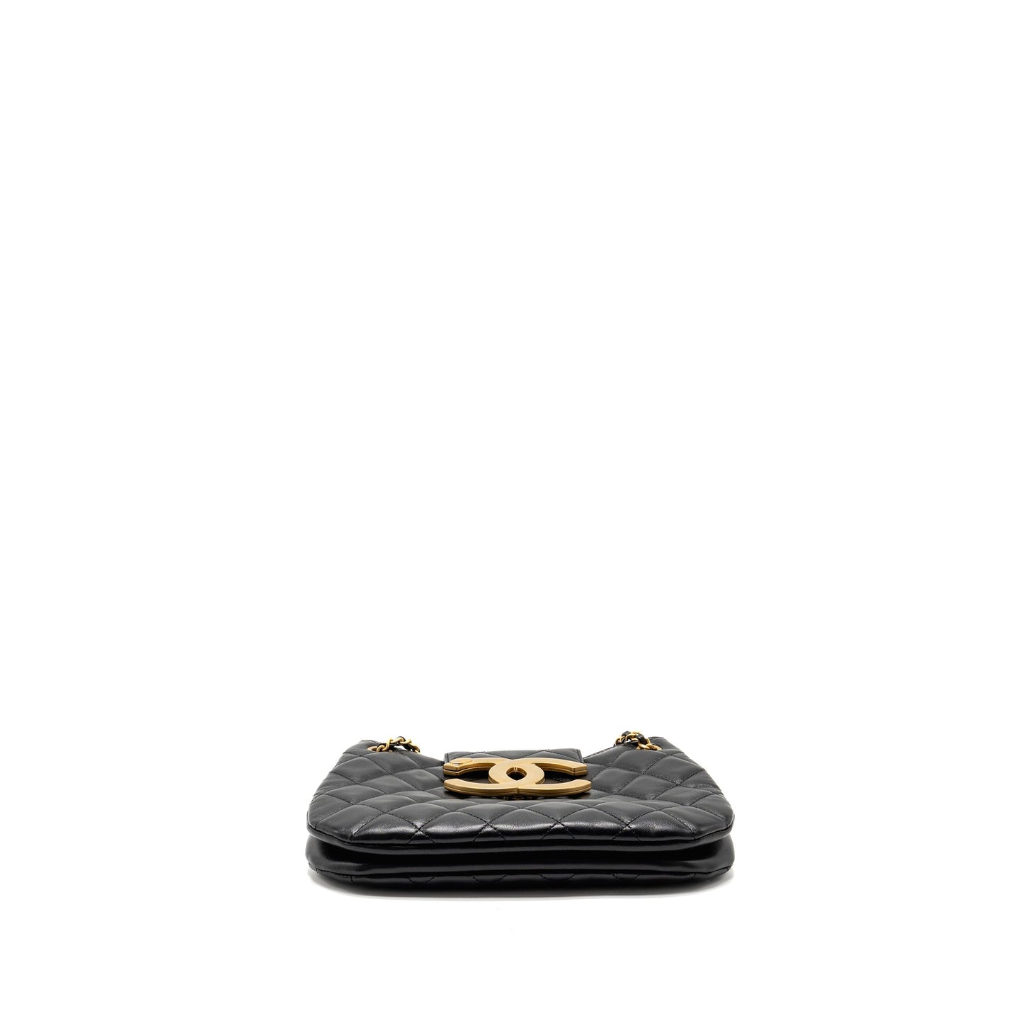 Chanel 24C Quilted Small Messenger Bag Black Lambskin  (Microchip)