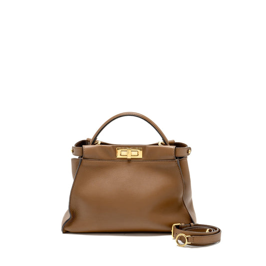 Fendi Medium Peekaboo Calfskin Tobacco