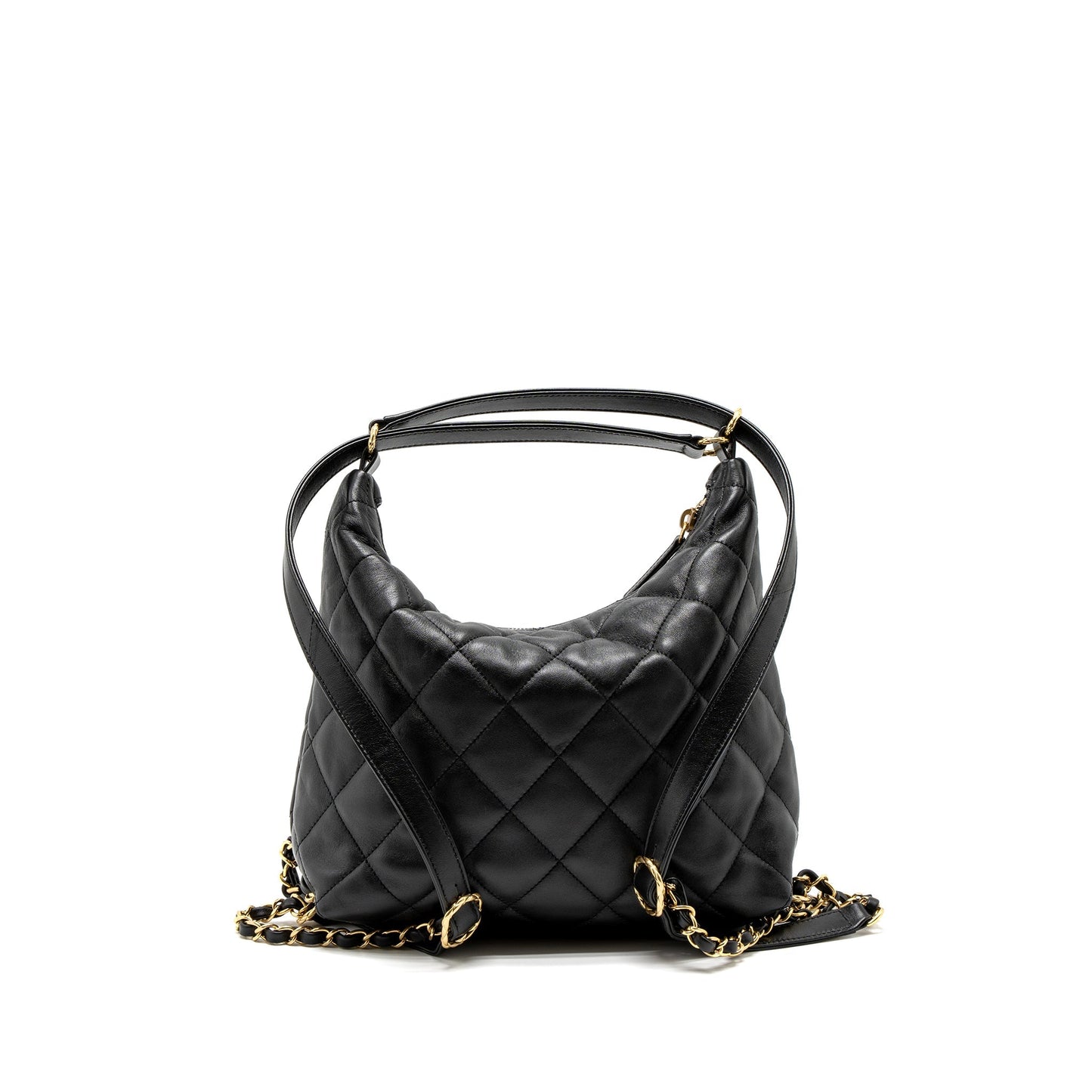 Chanel 22B Hobo Bag Lambskin Black Brushed  (Microchip)