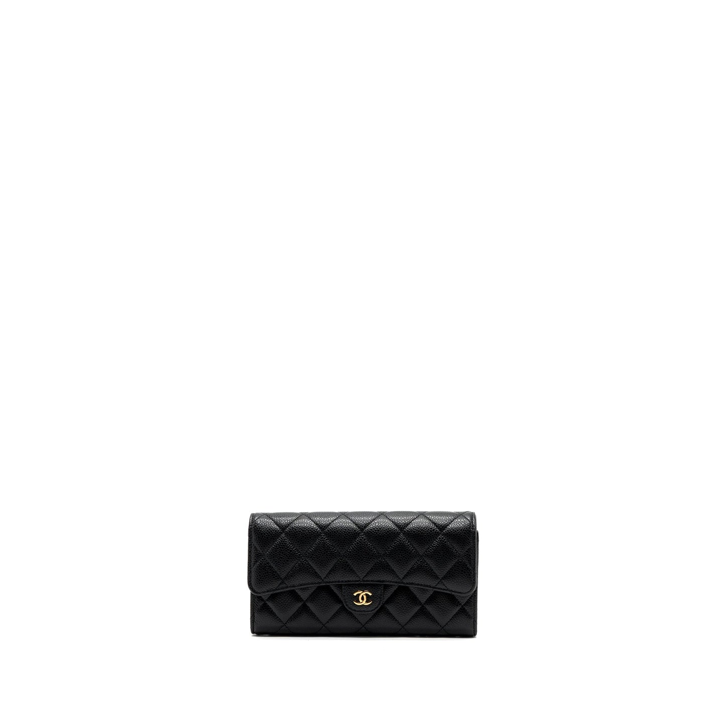 Chanel classic long flap wallet caviar black