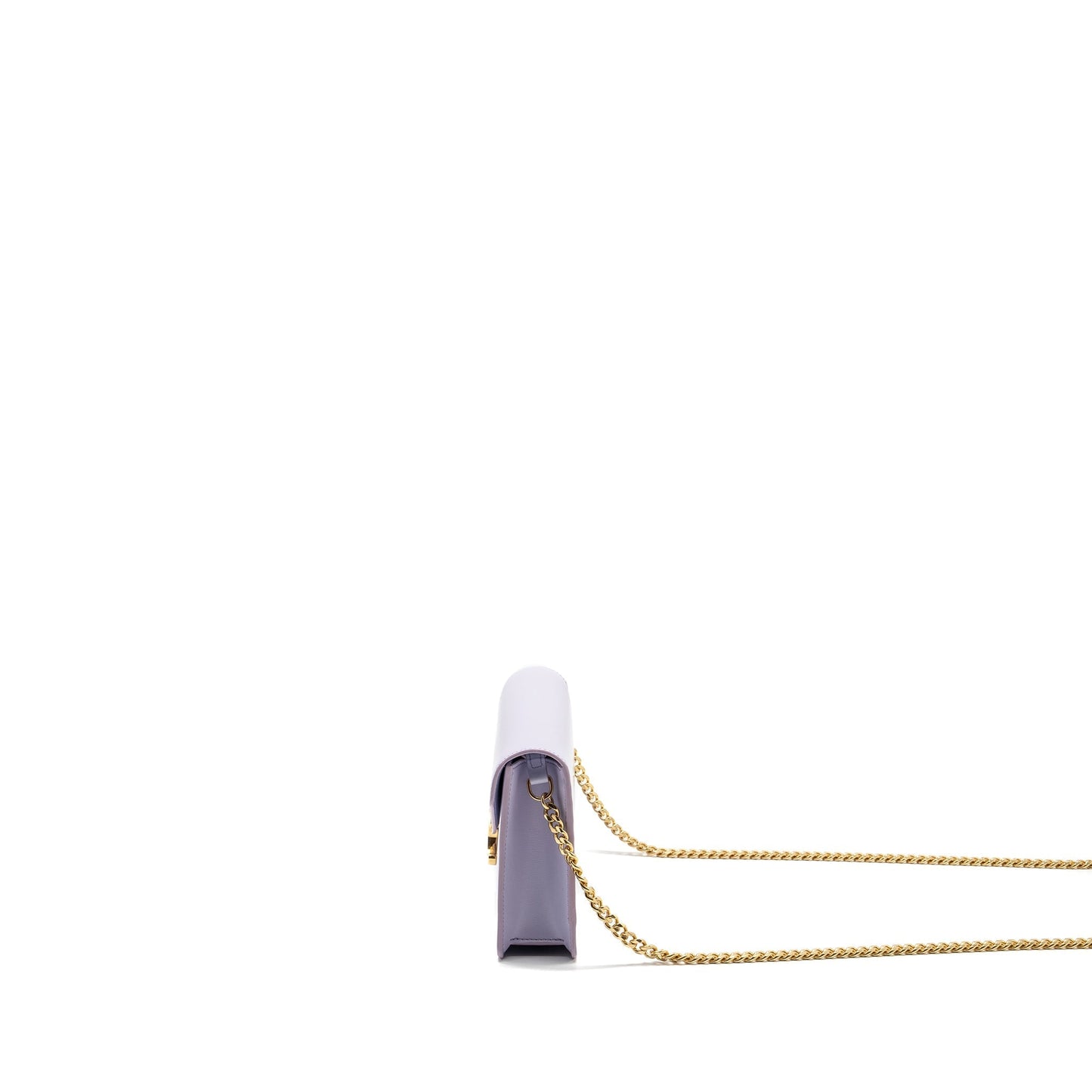 Luxury CELINE Triomphe Wallet on Chain Margo Shiny Calfskin Light Lavender