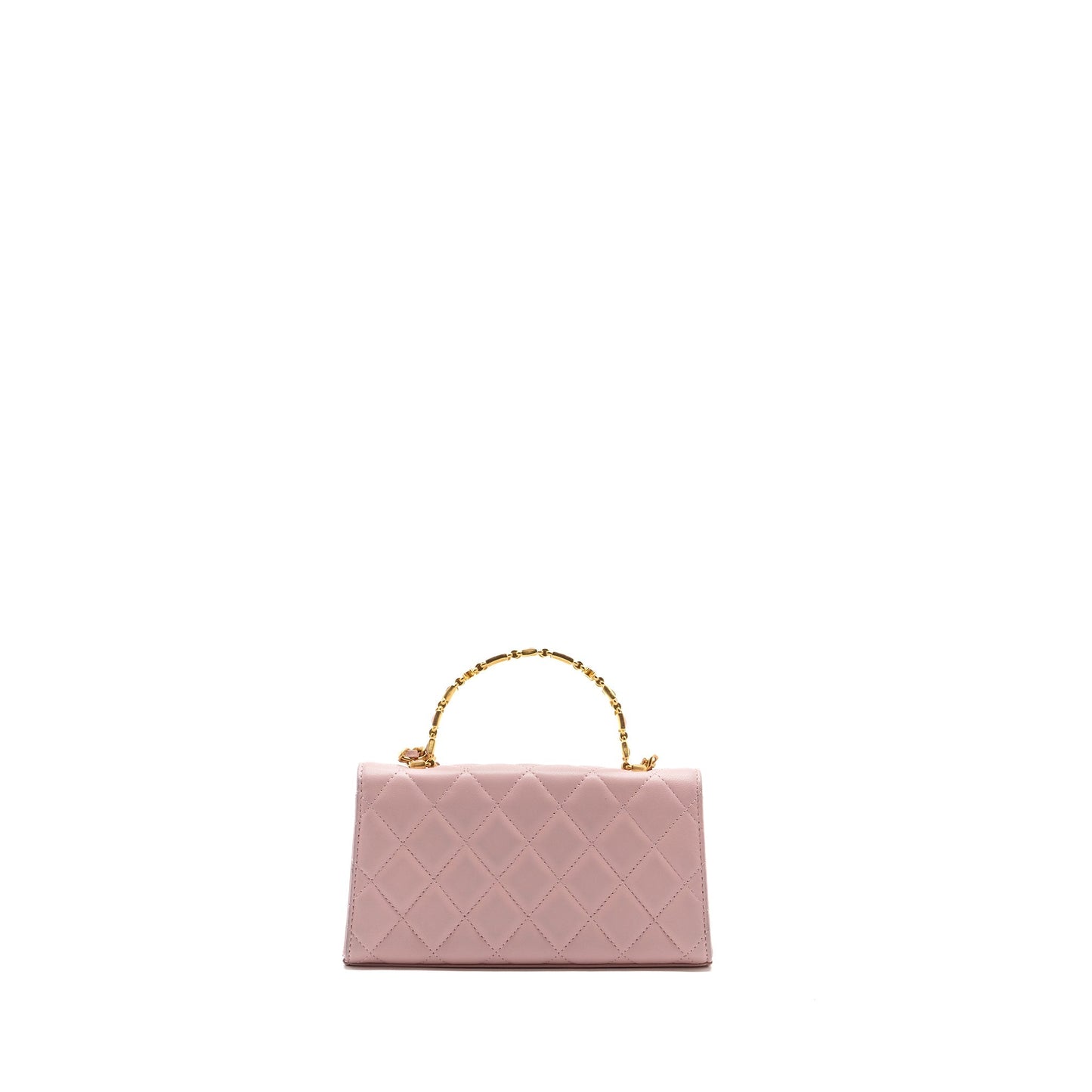 Chanel 22B Flap Bag With Enamel Top Handle Lambskin Light Pink  (Microchip)