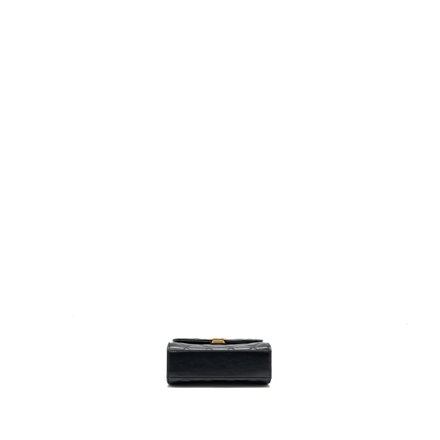 Chanel 22B Enamel Top handle Mini Flap Bag Lambskin Black  (Microchip)
