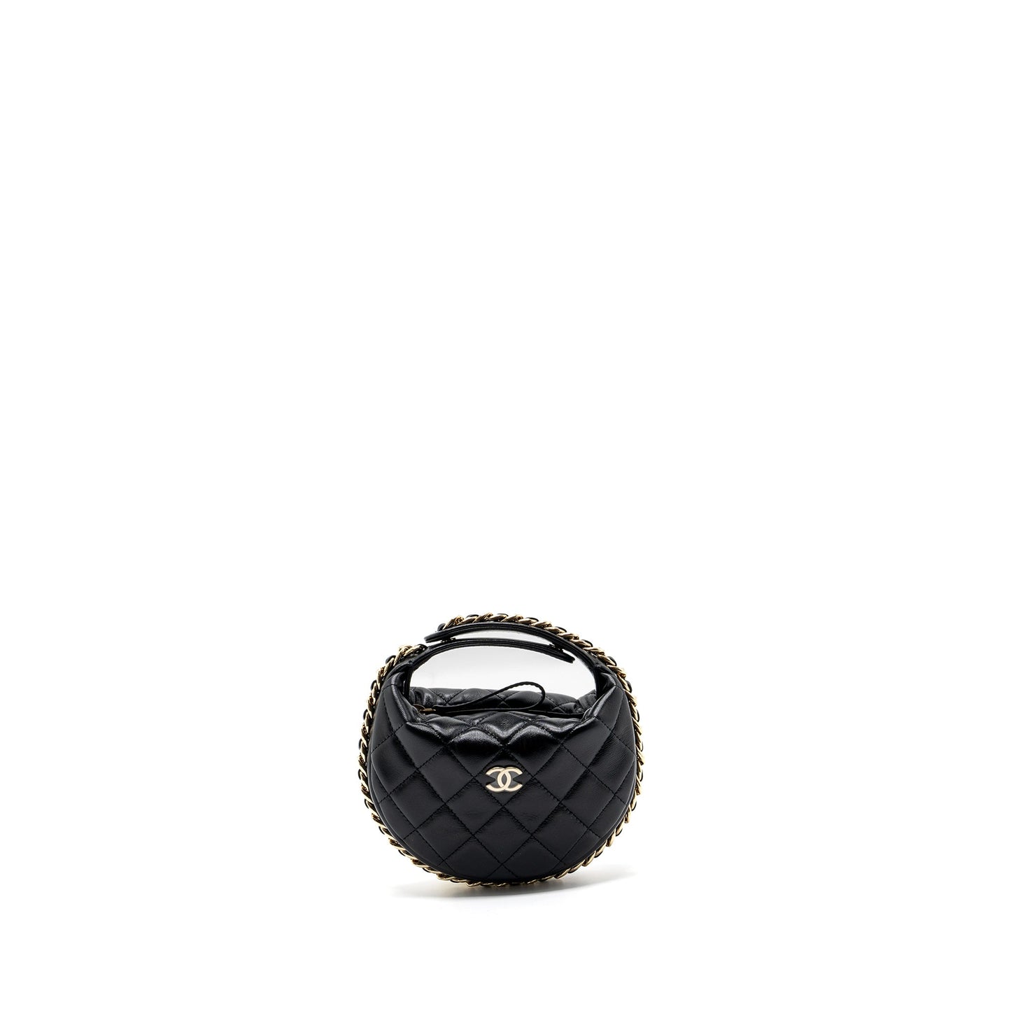 Chanel 23C round Clutch lambskin black  (microchip)