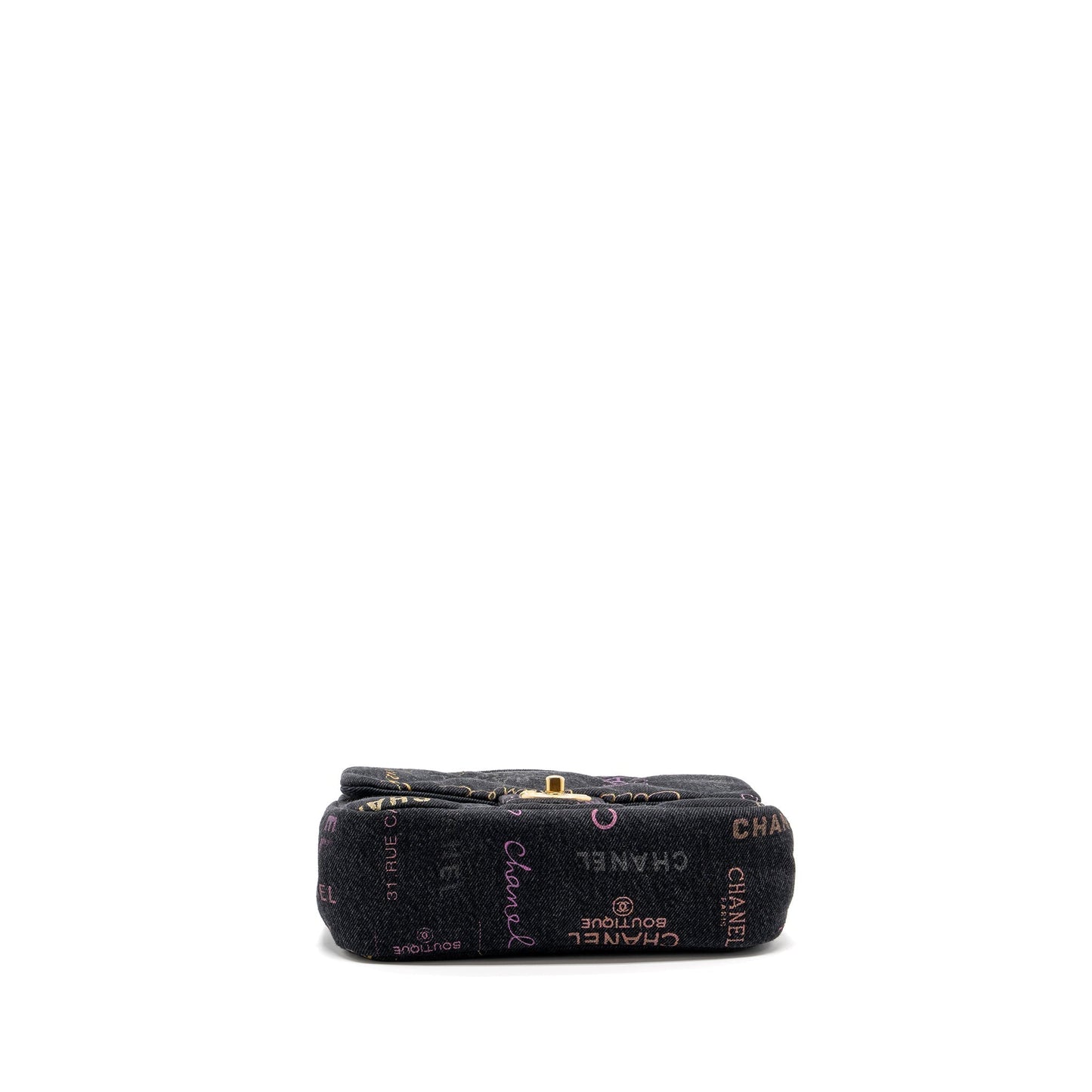 Chanel Black Denim Flap Bag Brushed  (Microchip)