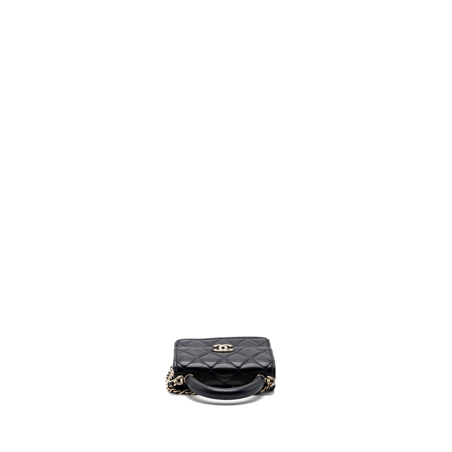 chanel top handle mini flap bag with chain lambskin black L (microchip)