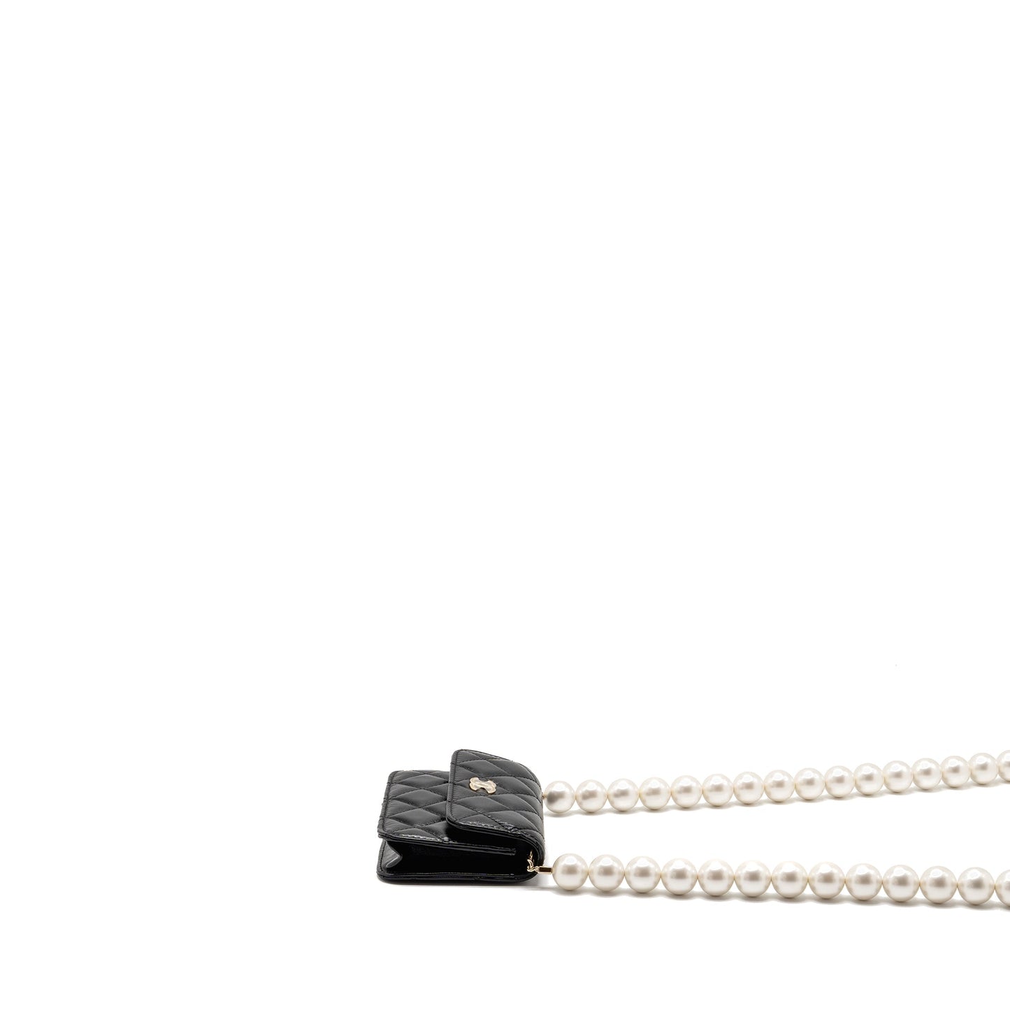 Chanel Maxi Pearl Clutch with Chain Lambskin Black