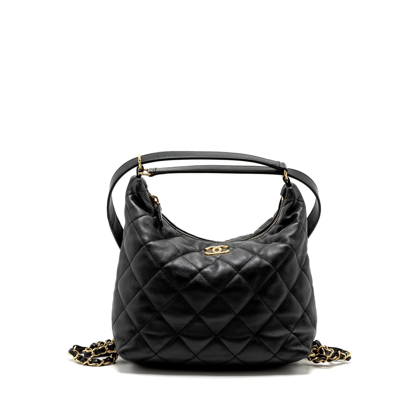 Chanel 22B Hobo Bag Lambskin Black Brushed  (Microchip)