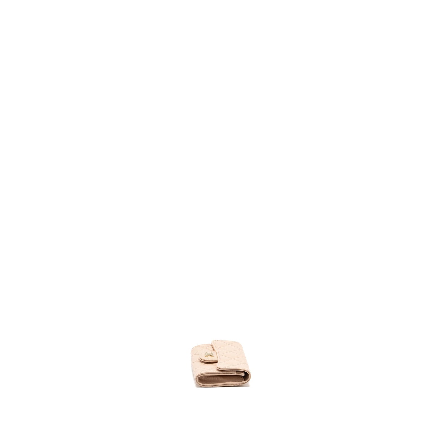 Chanel classic flap card holder caviar light beige L