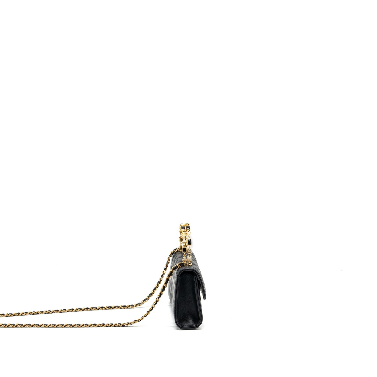 Chanel 22b Enamel Top Handle Flap Bag Lambskin Black  (Microchip)