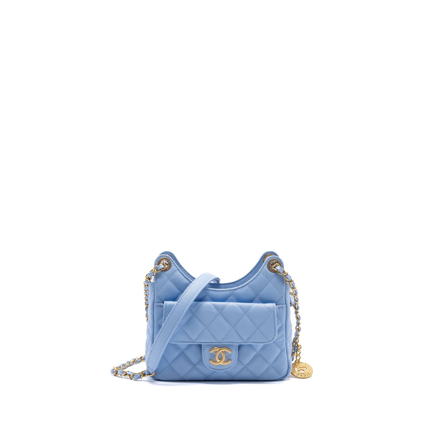 Chanel 23c Small Hobo Bag Caviar Light Blue (Microchip)