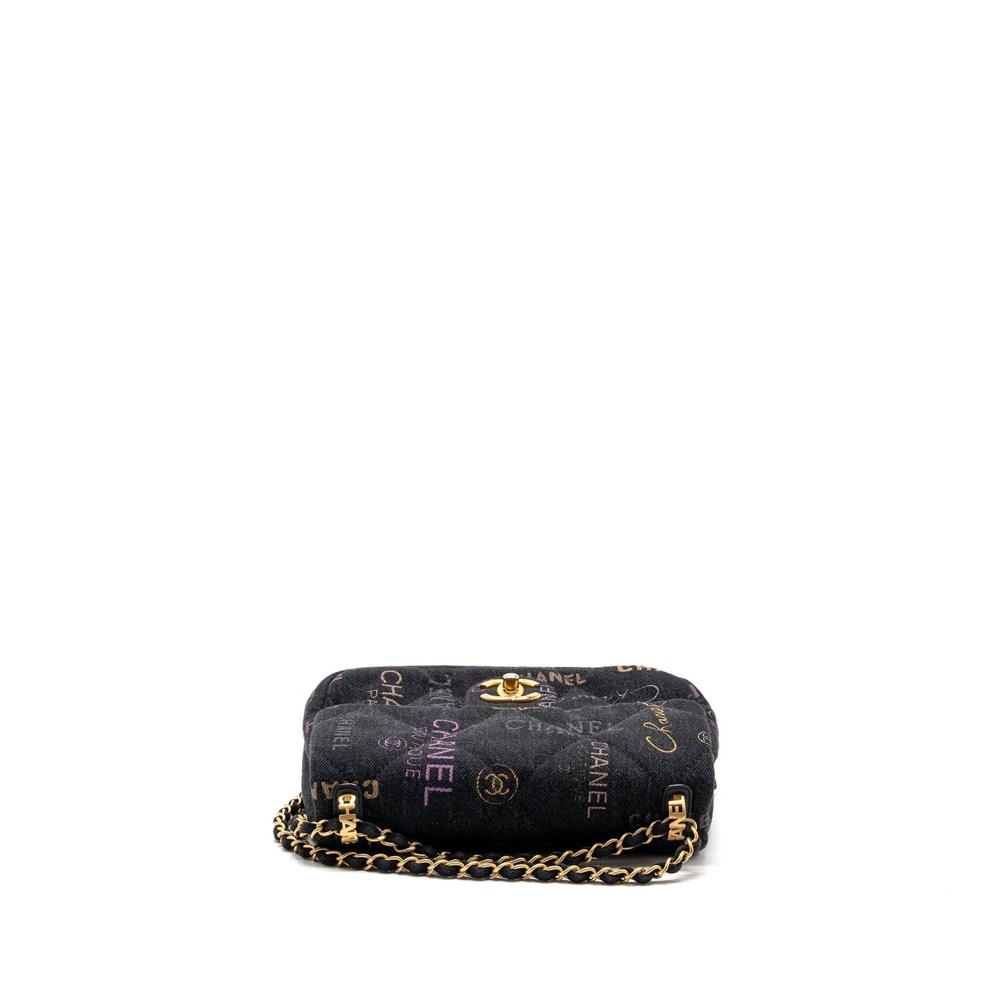 Chanel Black Denim Flap Bag Brushed  (Microchip)