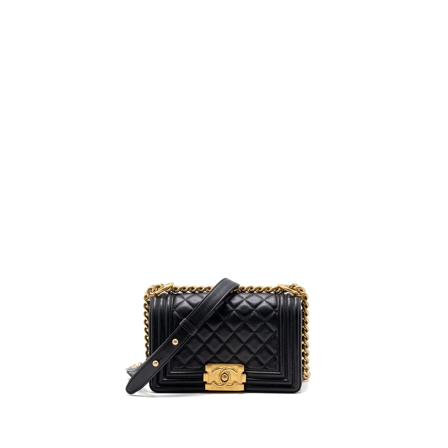 Chanel small boy bag Calfskin black