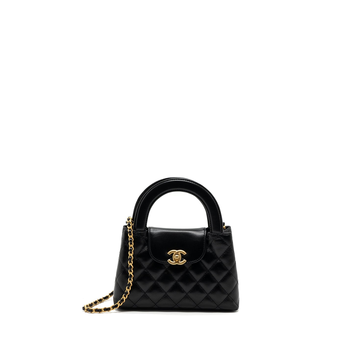 Chanel 23k Mini Shopping Bag Calfskin Black Brushed (Microchip)