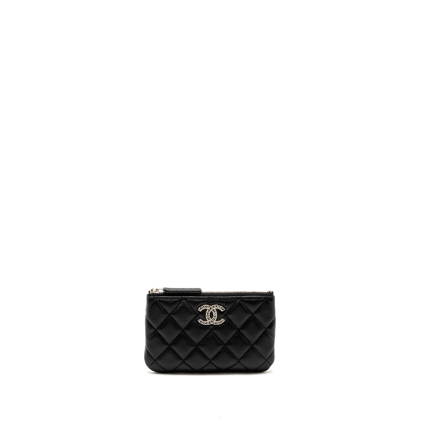 Chanel Detailed CC Small O-Case Pouch Caviar Black  (Microchip)