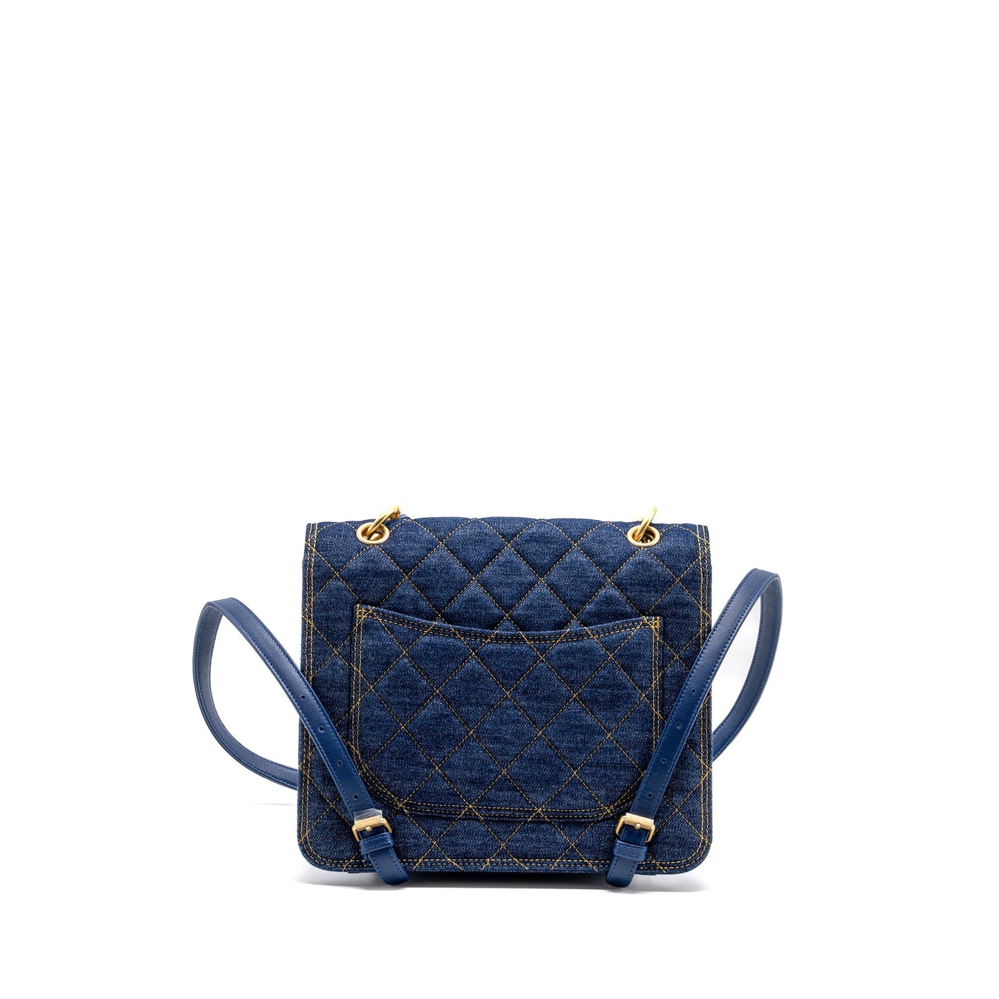 Chanel 23S flap backpack denim blue with  (microchip)