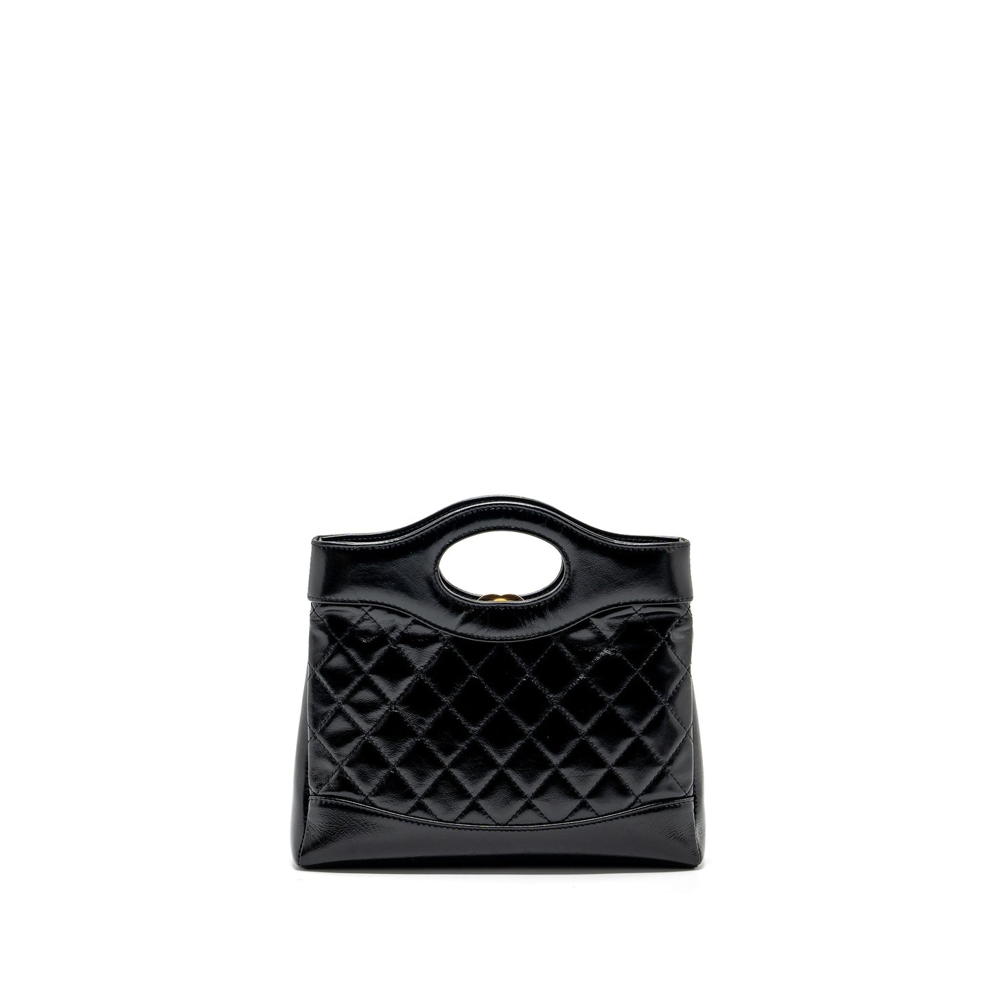 Chanel 23C mini 31 bag shiny calfskin black L (microchip)