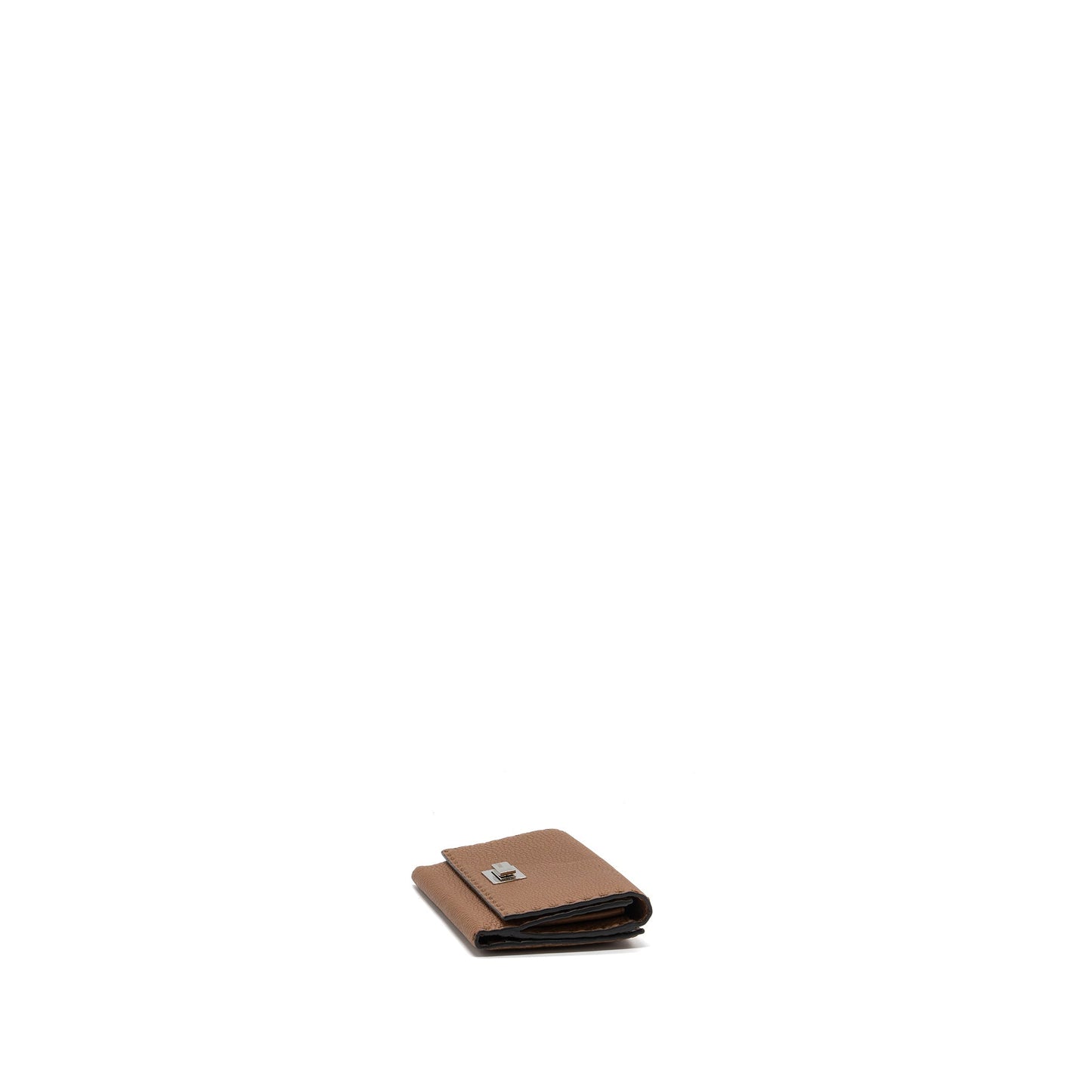 Fendi Peekaboo Continental Wallet With Topstitching Leather Brown
