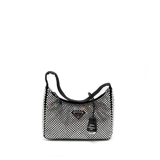 Prada Re-Edition 2000 Mini-Purse Satin/Crystal Black