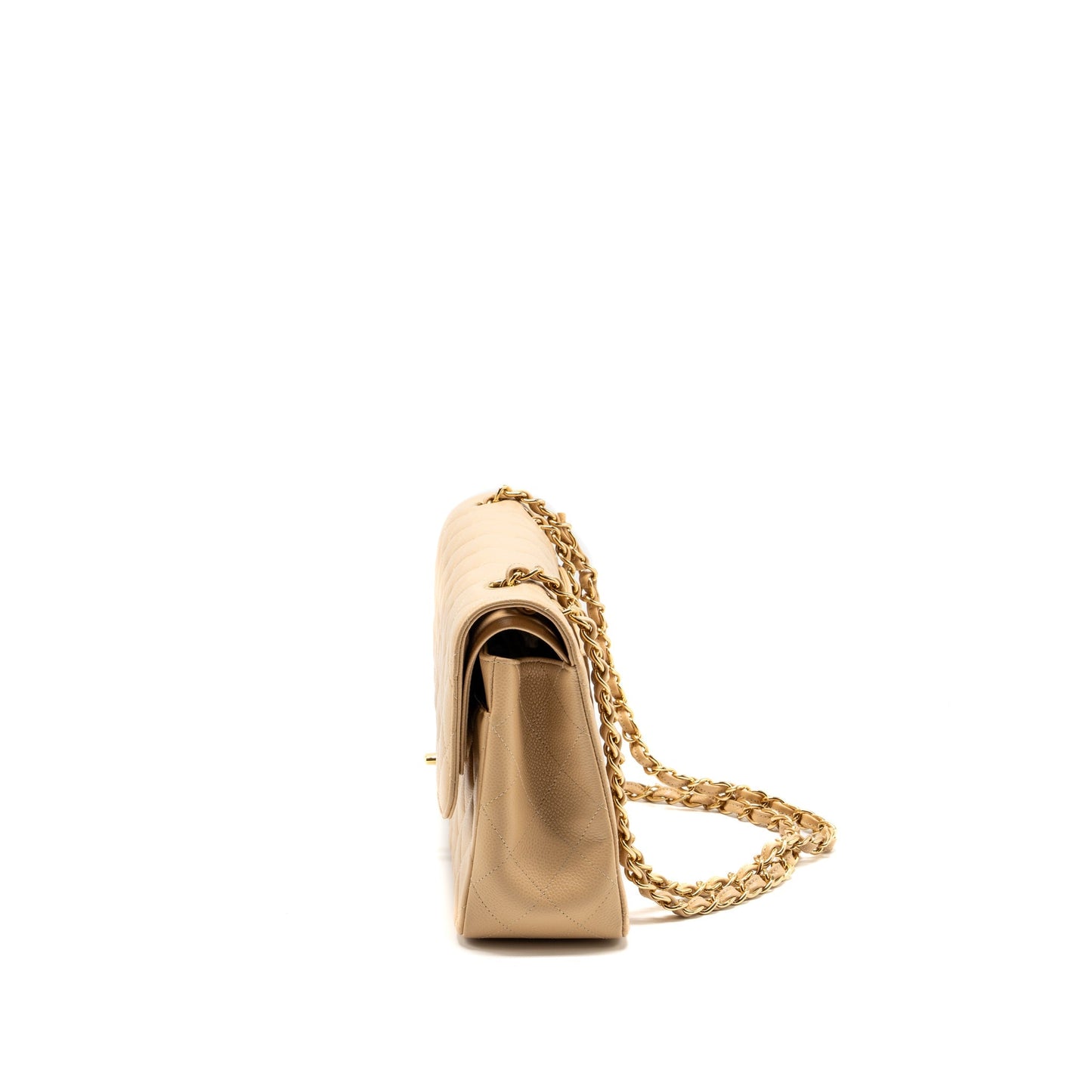 Chanel Jumbo Classic Double Flap Caviar Beige L (Microchip)