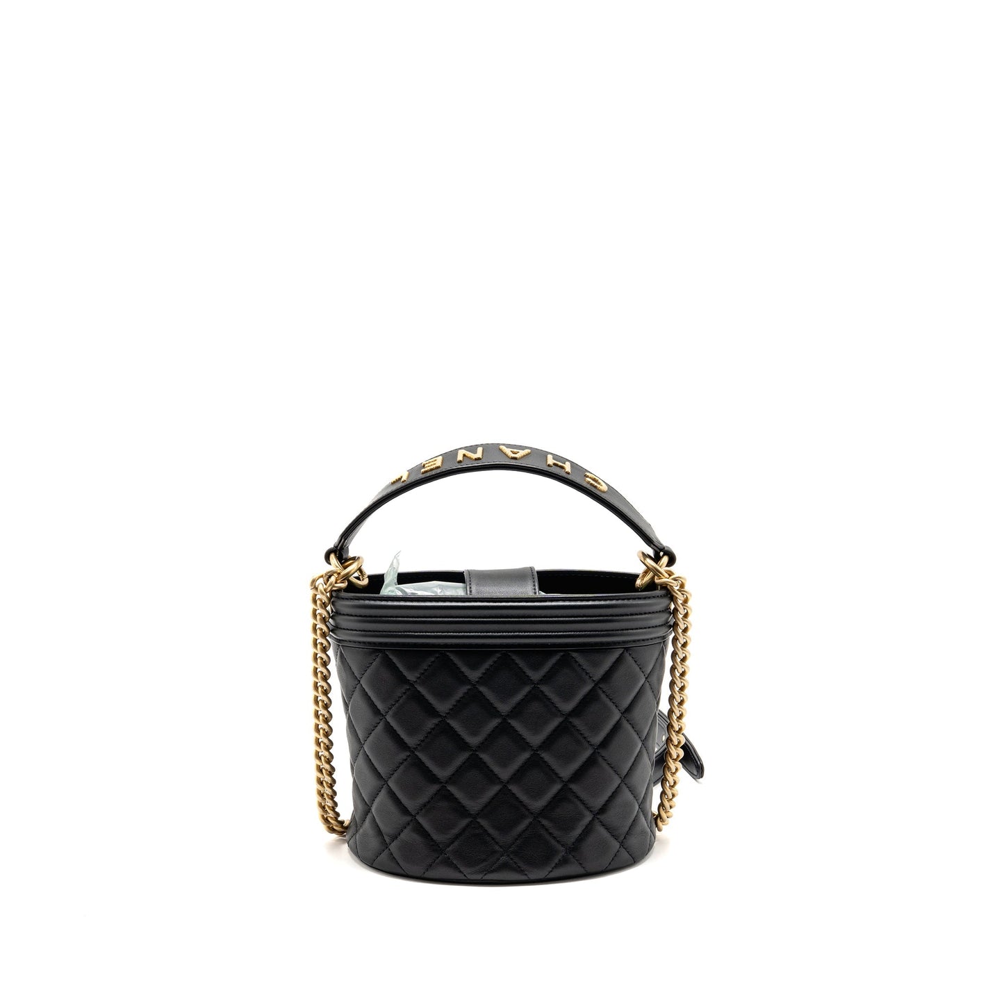 Chanel Top Handle Boy Bucket Bag Lambskin Black