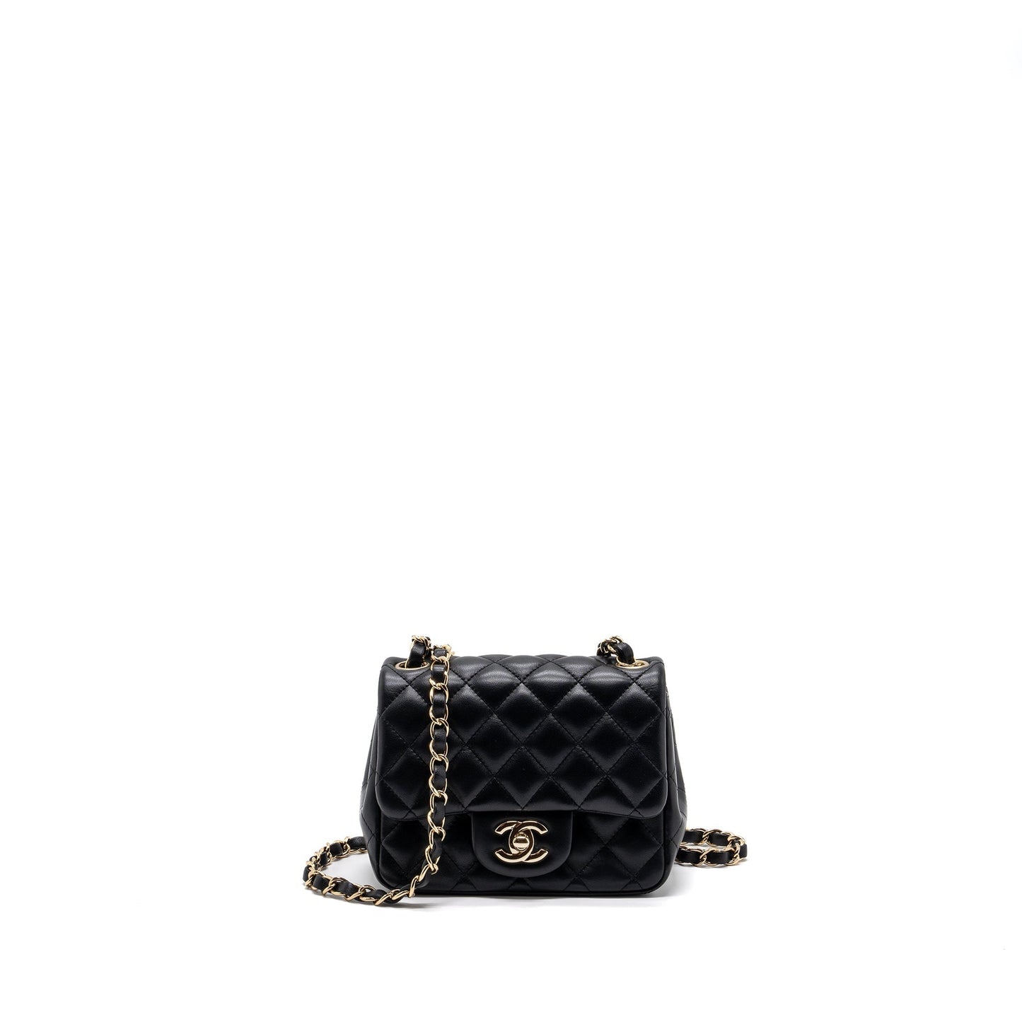 Chanel Classic Mini Square Flap Bag Lambskin Black L
