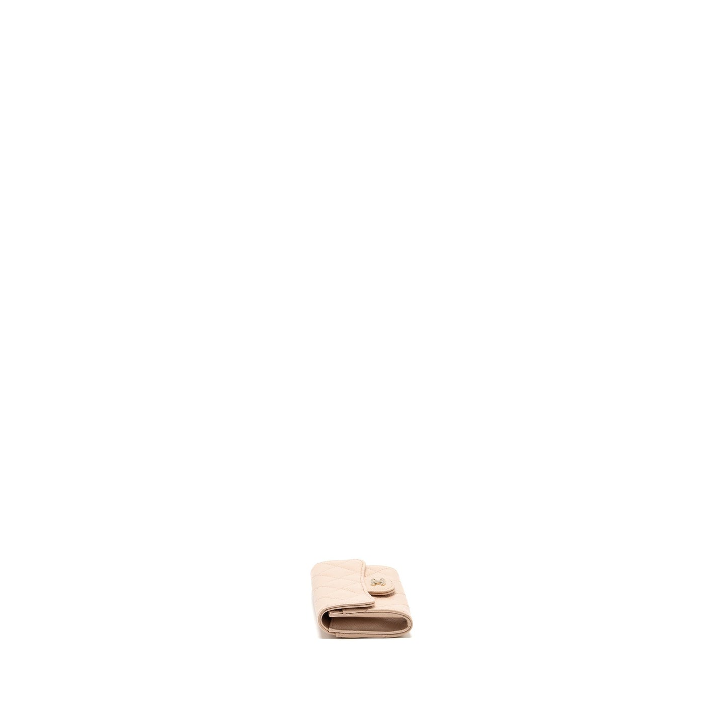 Chanel classic flap card holder caviar light beige L