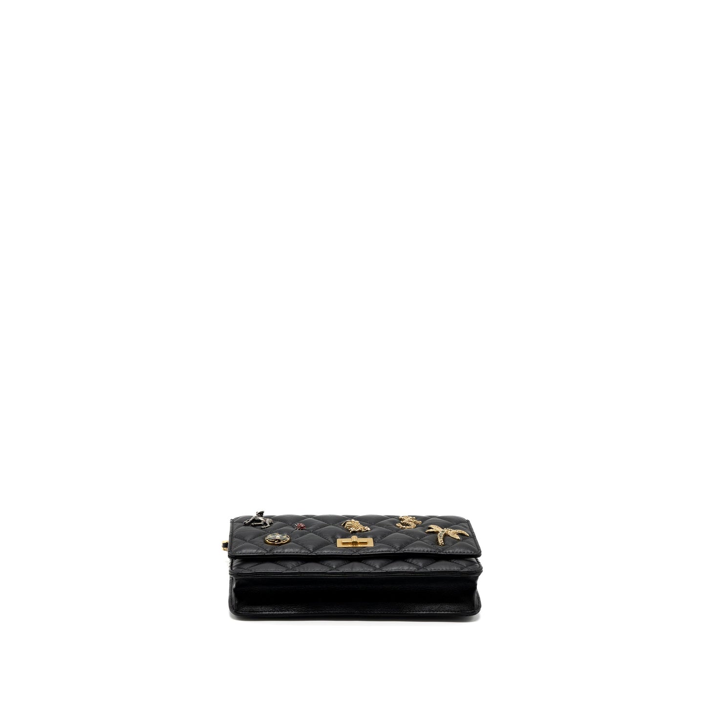 Chanel 2.55 Reissue Lucky Charms Wallet On Chain Aged Calfskin Black