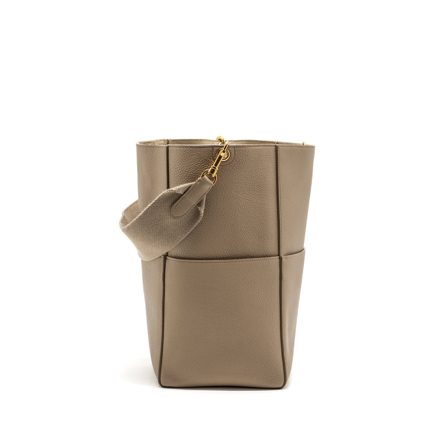 Celine Sangle Bucket Purse Calfskin Light Grey