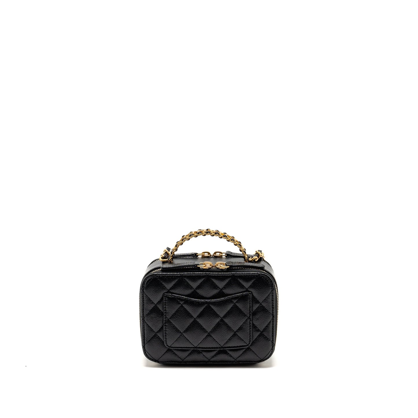 Chanel Logo Detailed Handle Mini Pick Me Up Vanity Case Caviar Black  (Microchip)
