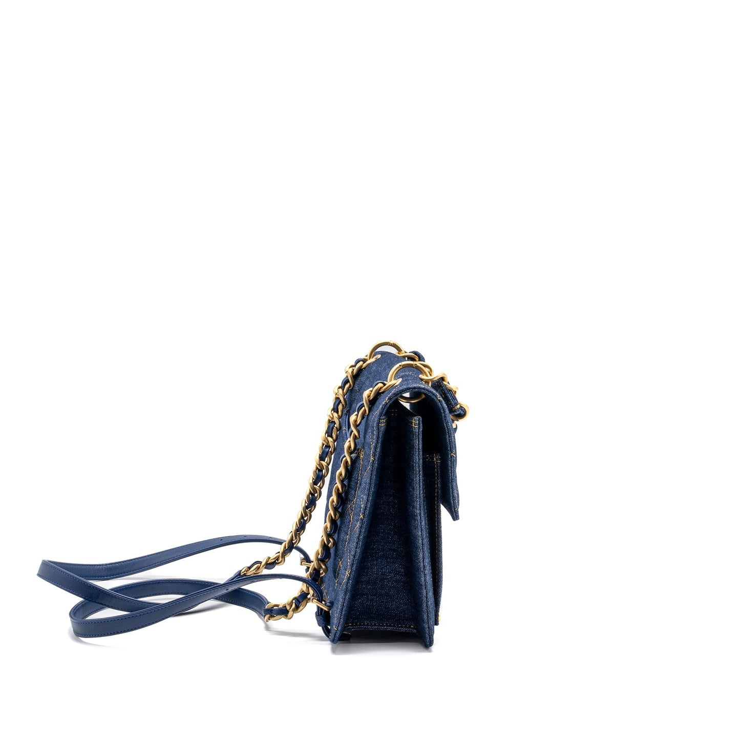 Chanel 23S flap backpack denim blue with  (microchip)