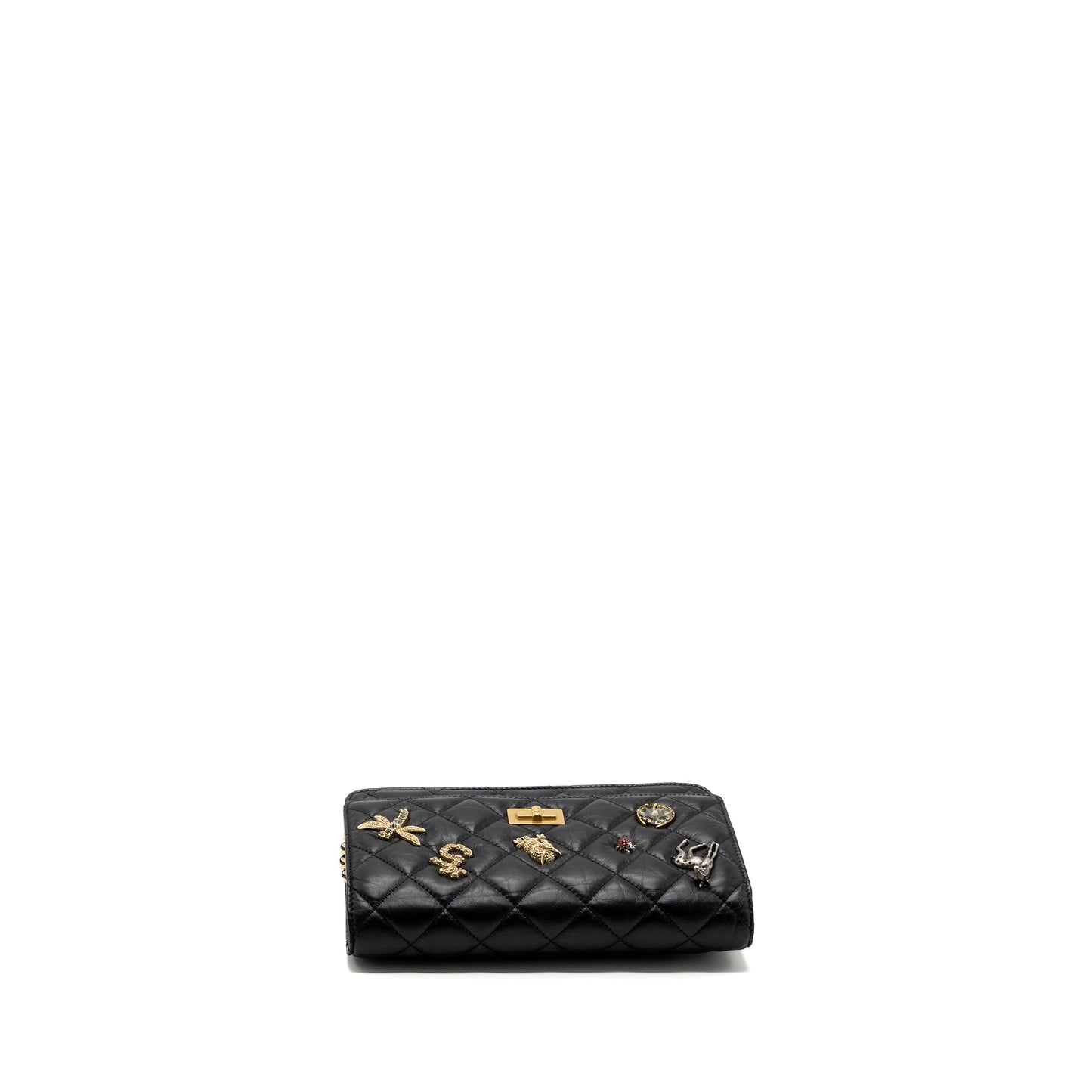 Chanel 2.55 Reissue Lucky Charms Wallet On Chain Aged Calfskin Black