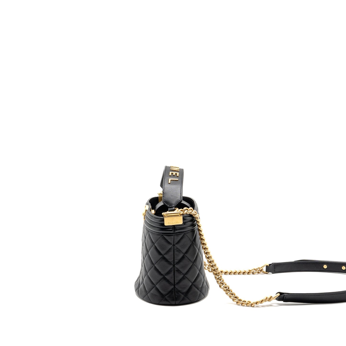 Chanel Top Handle Boy Bucket Bag Lambskin Black
