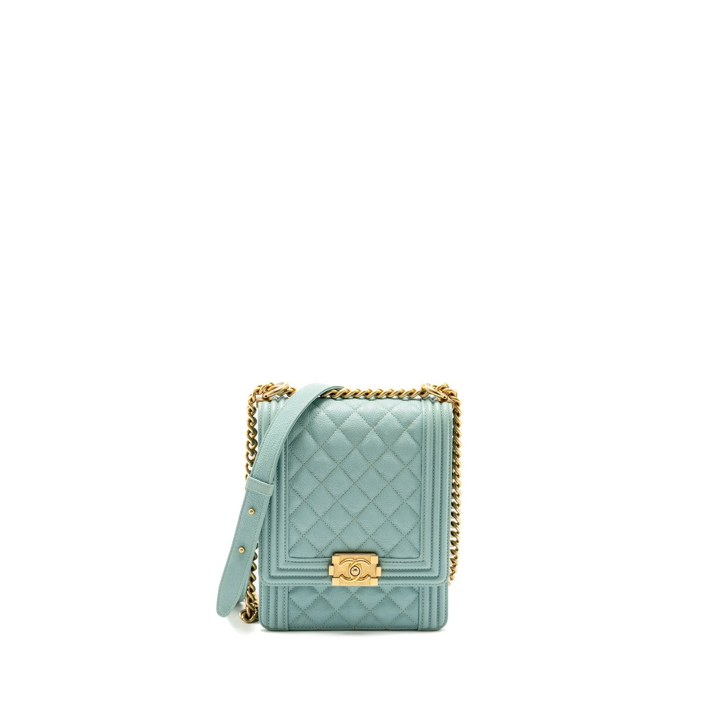 Chanel North South Boy Bag Caviar Light Blue