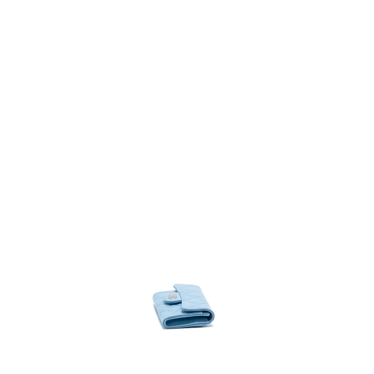 Chanel classic flap card holder caviar blue L (microchip)