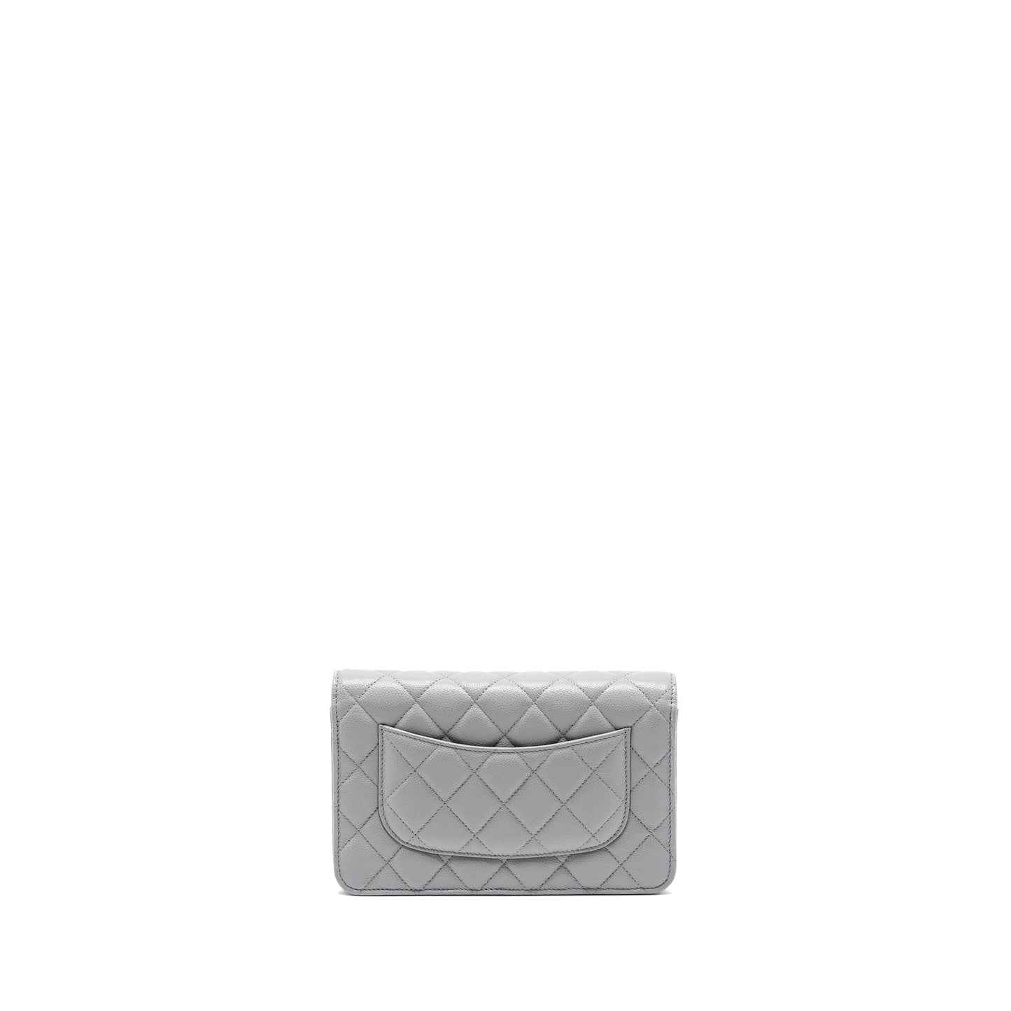 CHANEL Classic Wallet On Chain Caviar Light Grey L (Microchip)