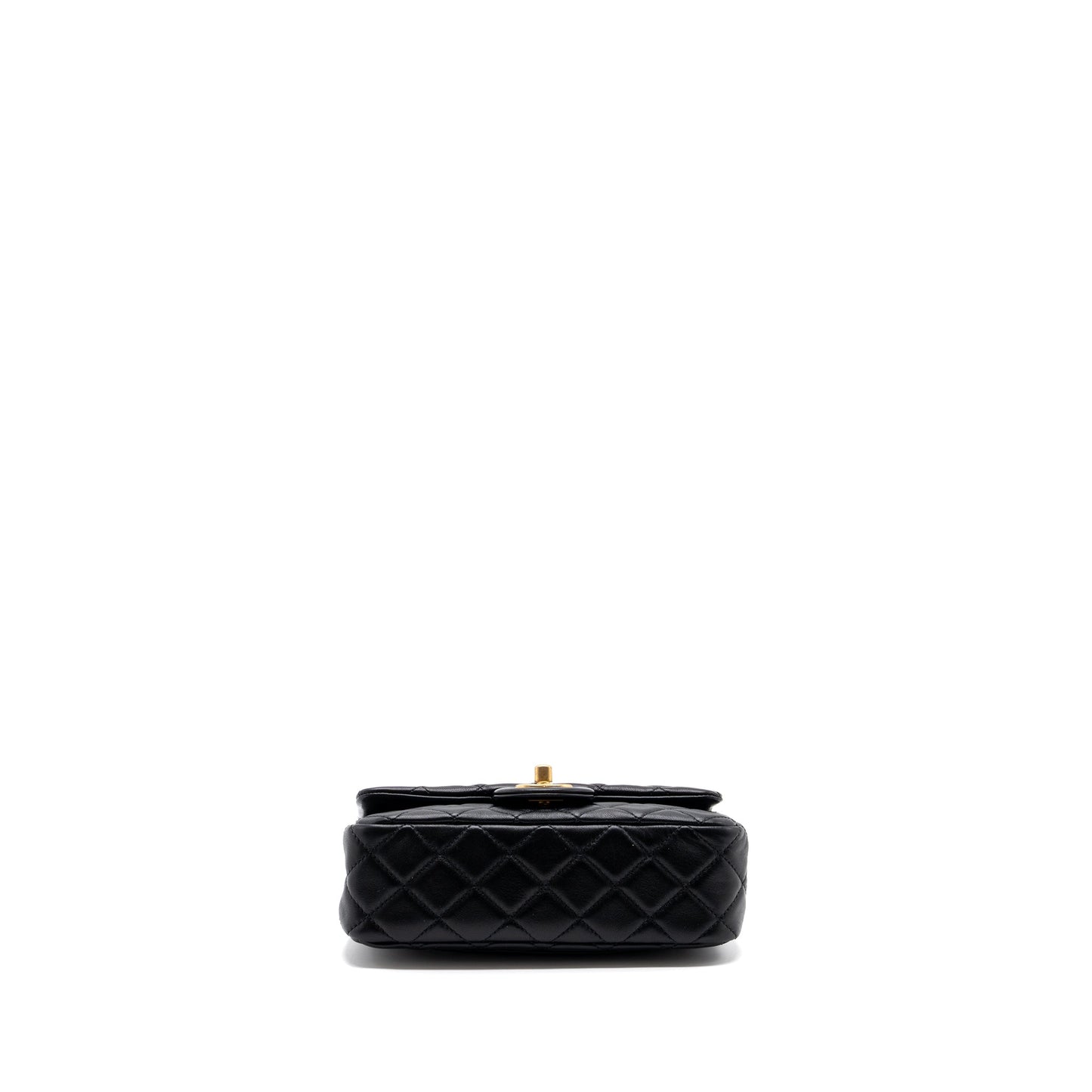 CHANEL PEARL CRUSH MINI RECTANGULAR LAMBSKIN BLACK BRUSHED  (MICROCHIP)