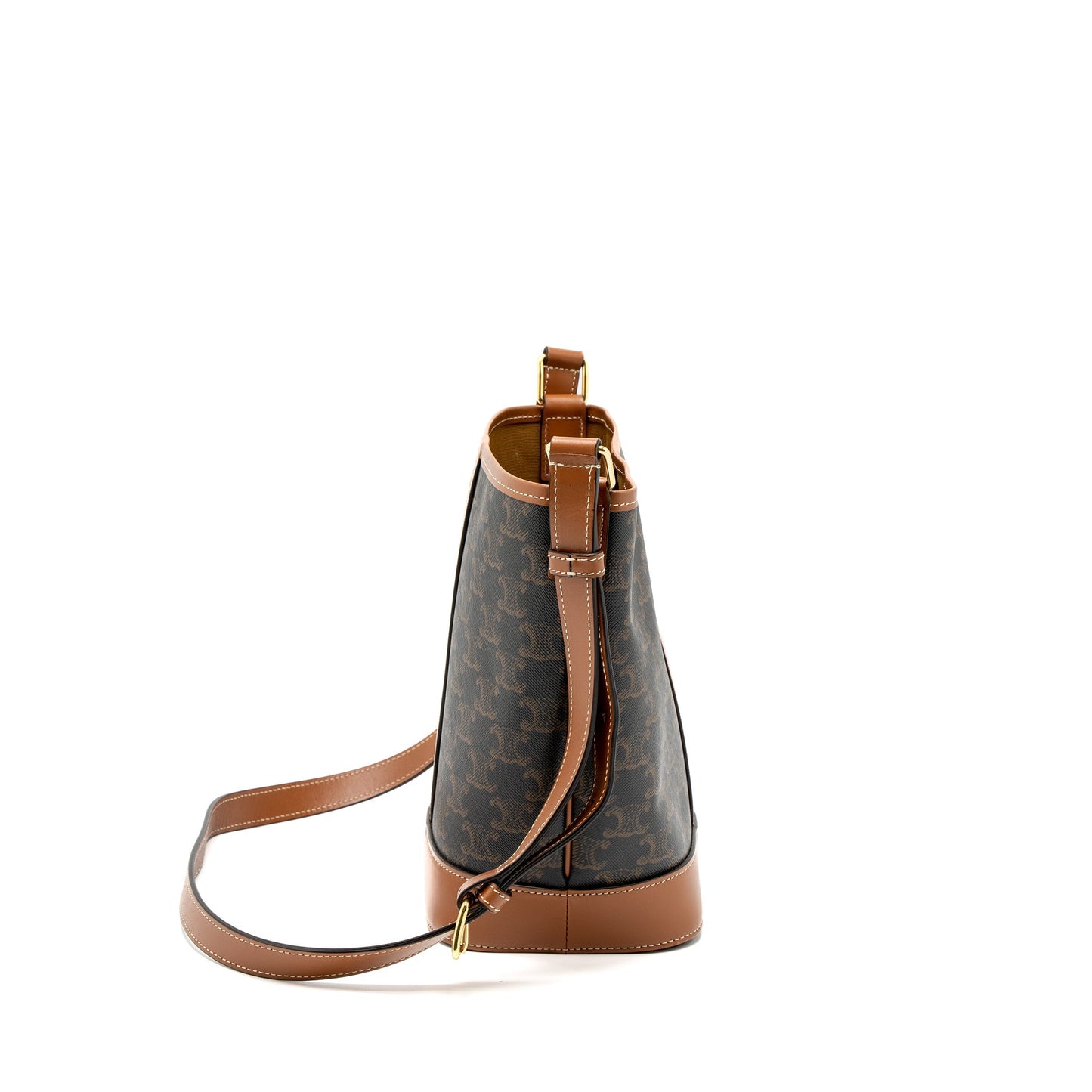 Celine Small Bucket Purse Triomphe Canvas/Calfskin Tan