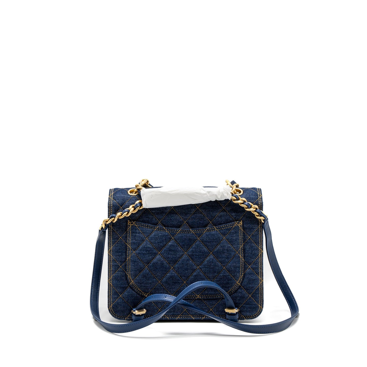 Chanel 23S Flap Backpack Denim Blue Brushed  (Microchip)