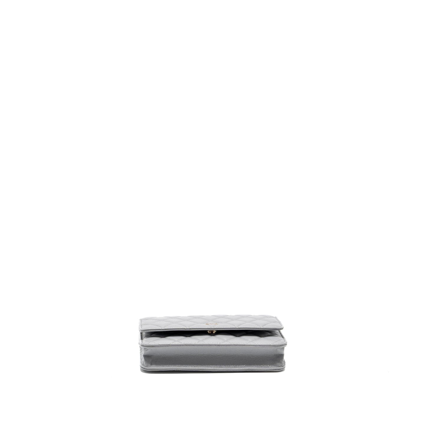 CHANEL Classic Wallet On Chain Caviar Light Grey L (Microchip)