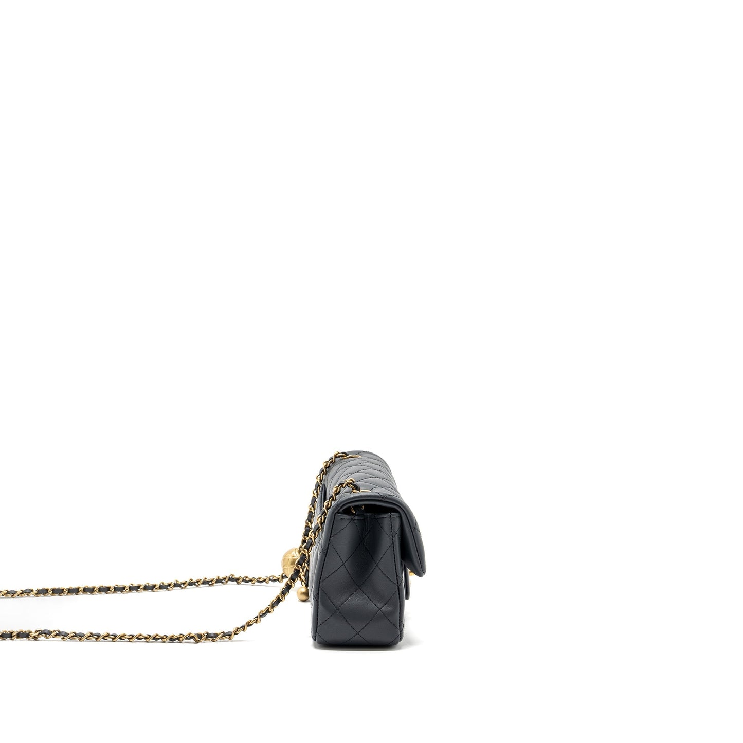 Chanel pearl crush mini rectangular flap bag Lambskin dark grey  (microchip)