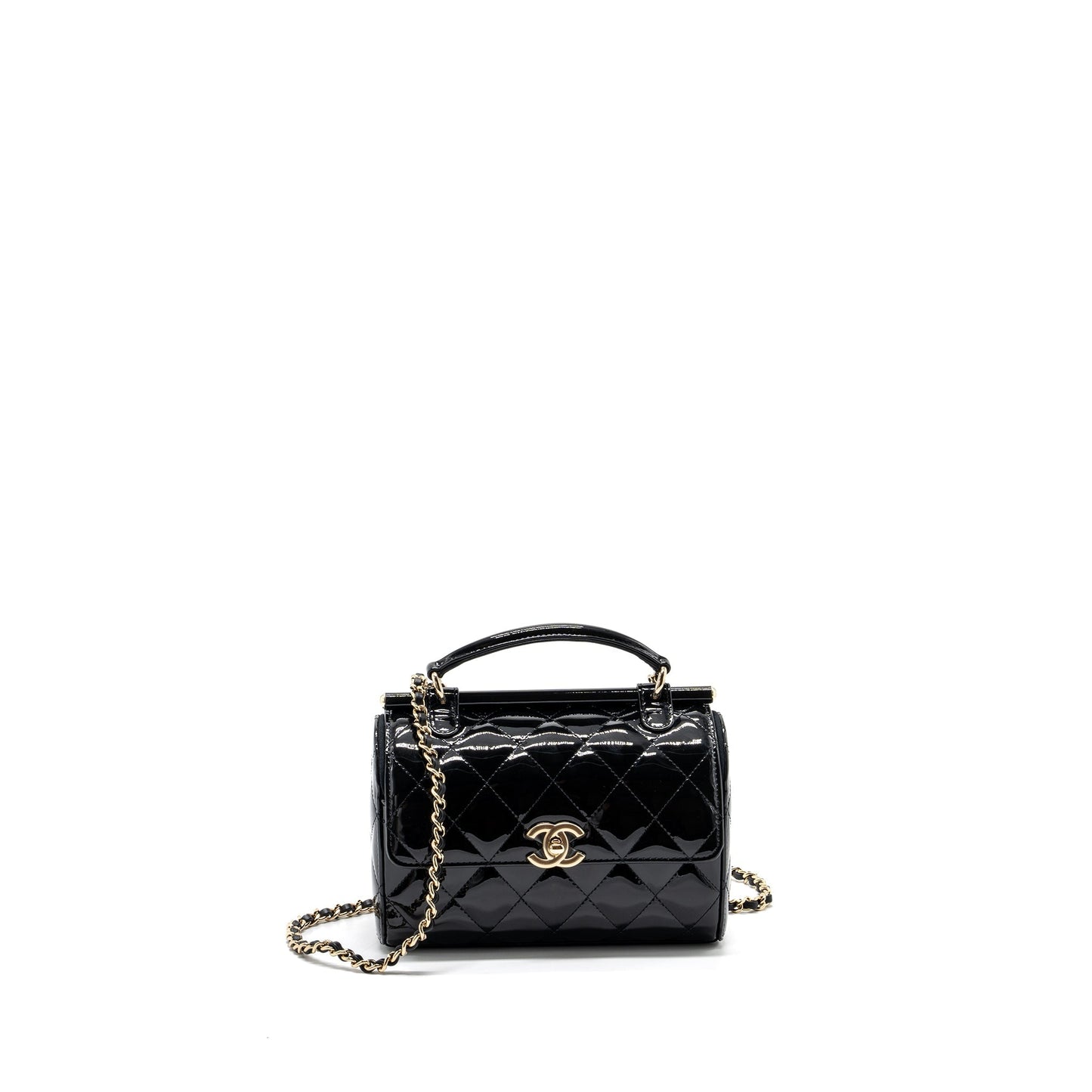 Chanel Small Trendy CC Dual Flap Bag patent black L (microchip)